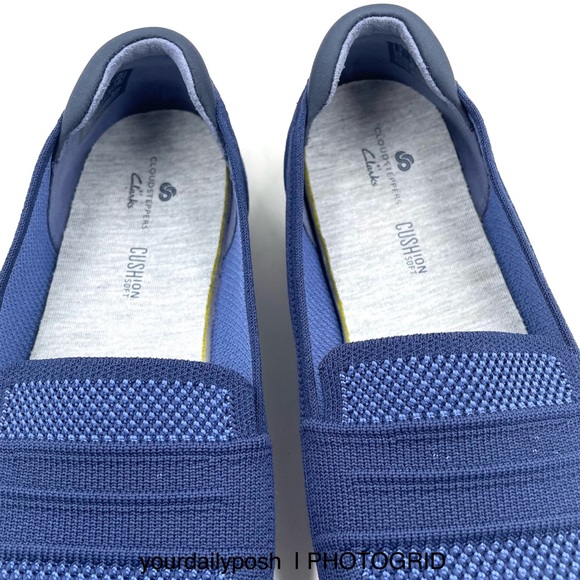 Clarks blue knit Carly Charm washable stretch loafer flats US 6.5 - Picture 9 of 15